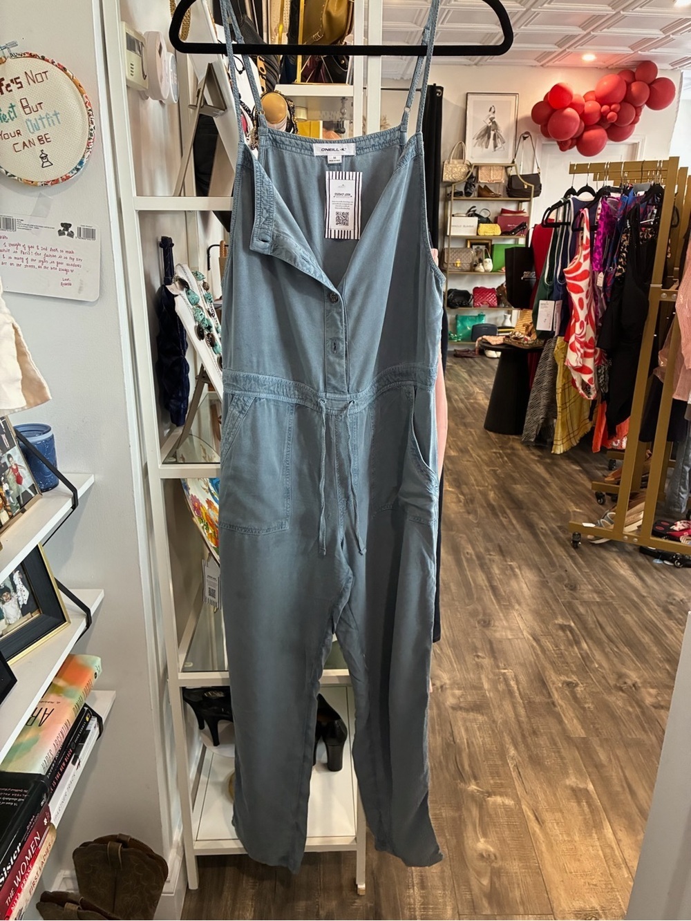 O’Neill Light Slate Blue Utility Jumpsuit with Pockets